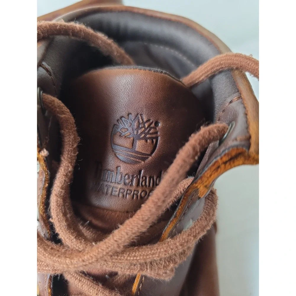 TIMBERLAND Bramhall Boots Womens 9.5 Brown Leather Lace Up Waterproof Ankle